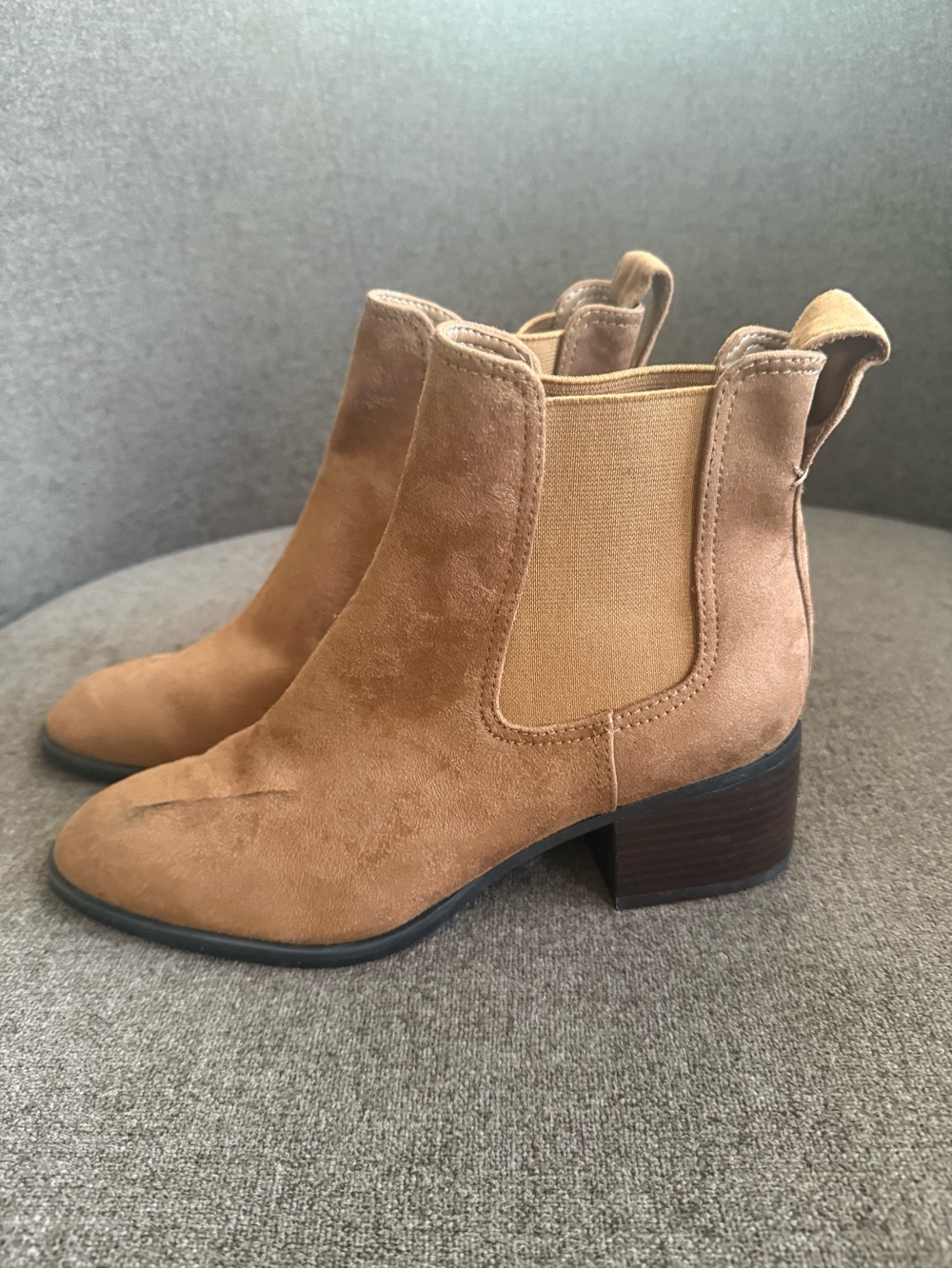 Nordstrom Tan Suede Chelsea Booties with Block Heel